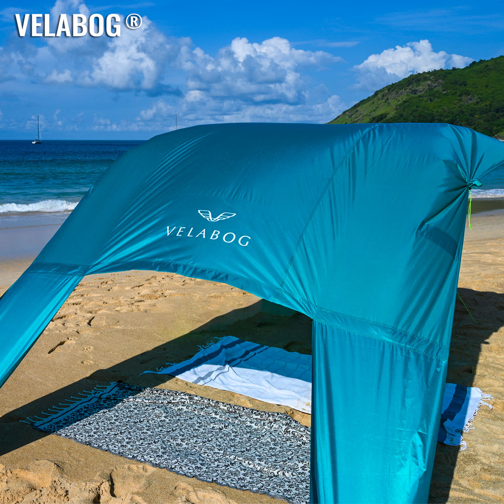 Beach sun sail shelter Velabog Breeze, blue.