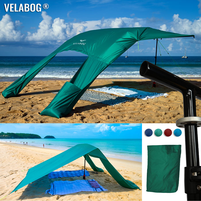 Beach sun sail set Velabog Breeze GF. Glass fiber, green.