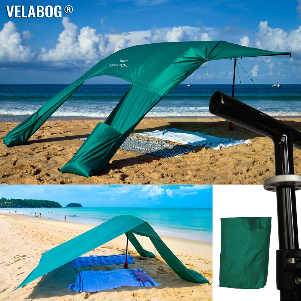 Beach sun sail set Velabog Breeze GF. Glass fiber, green.