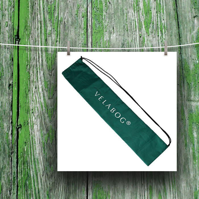 Velabog grüne Beuteltasche aus 100% Polyester, Länge 107 cm, Breite 22 cm.