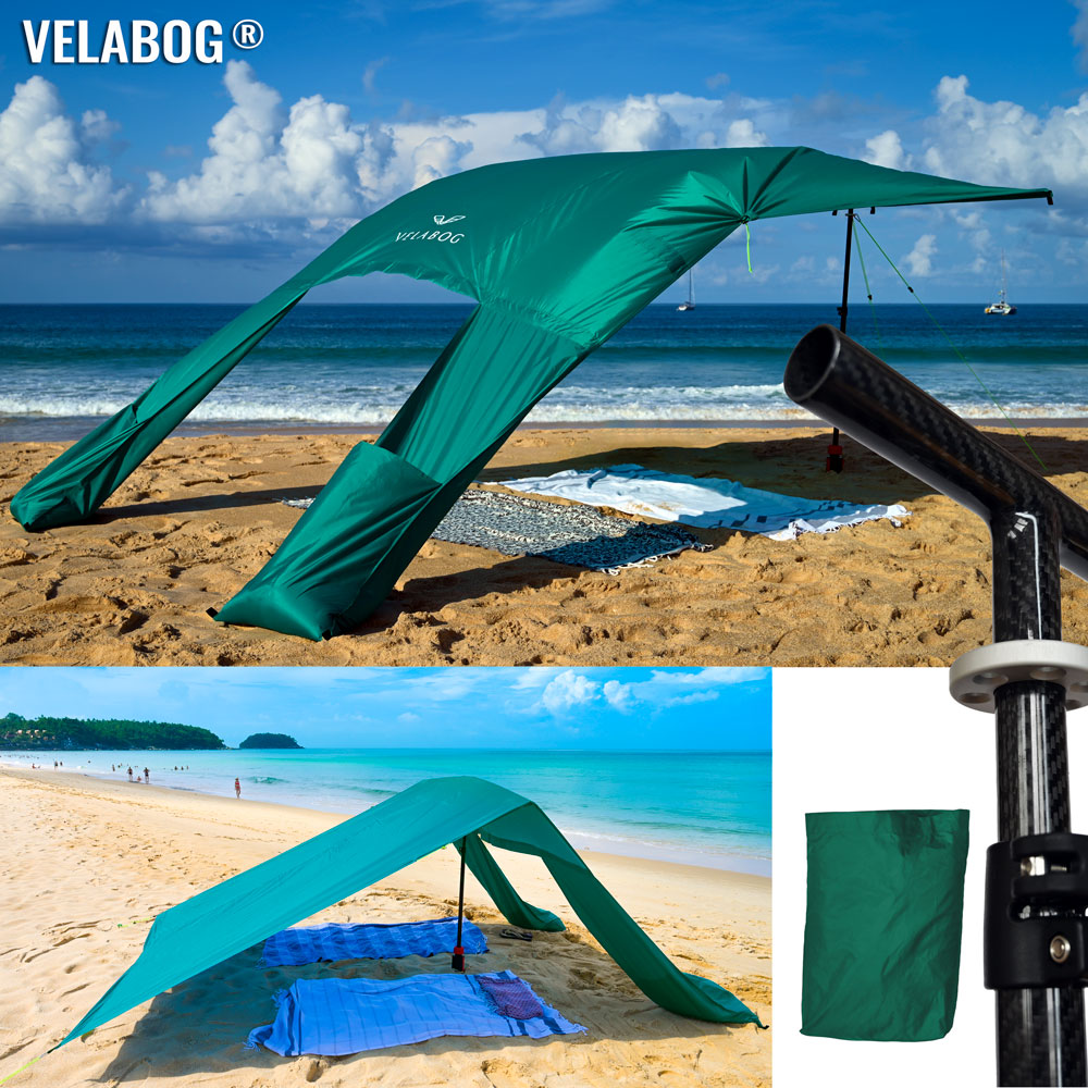 Set vela da sole tenda spiaggia Velabog Breeze GF. Fibra di carbonio, verde.