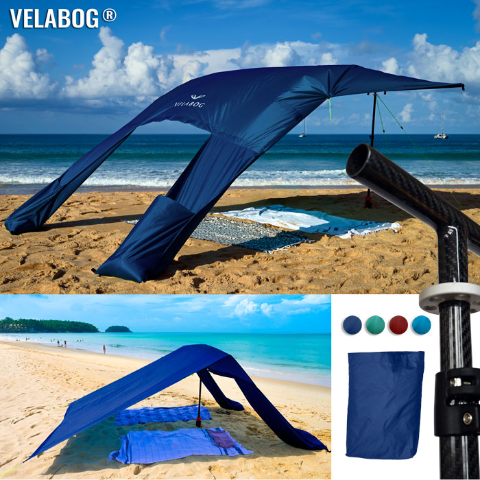 Kit voile d’ombrage tente plage Velabog Breeze GF. Fibre de carbone, bleu nuit.
