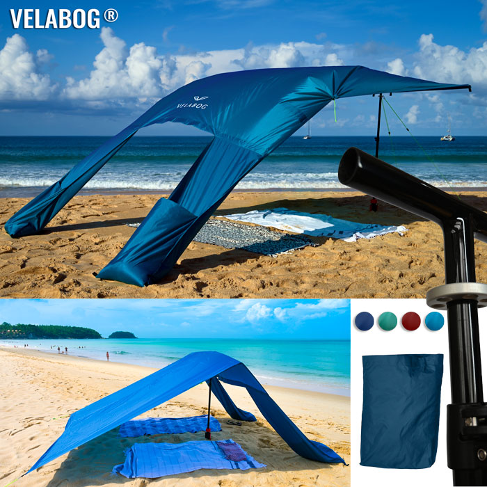 Kit voile d’ombrage tente plage Velabog Breeze GF. Fibre de verre, bleu.