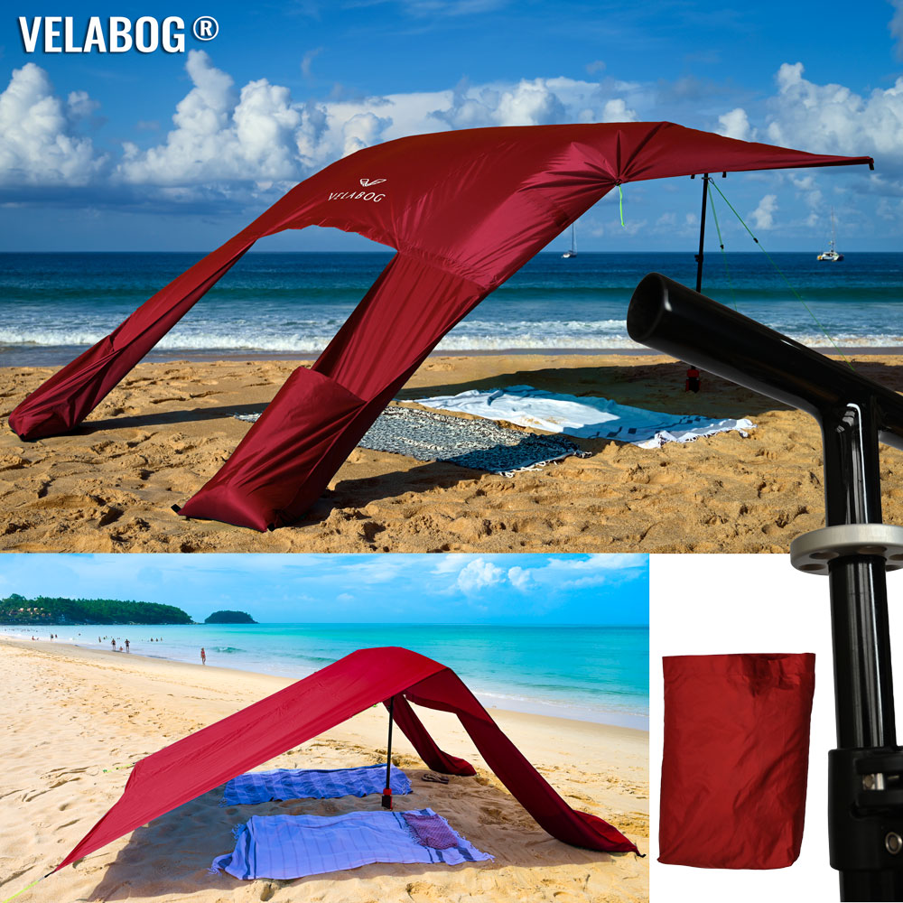 Kit voile d’ombrage tente plage Velabog Breeze GF. Fibre de verre, rouge.