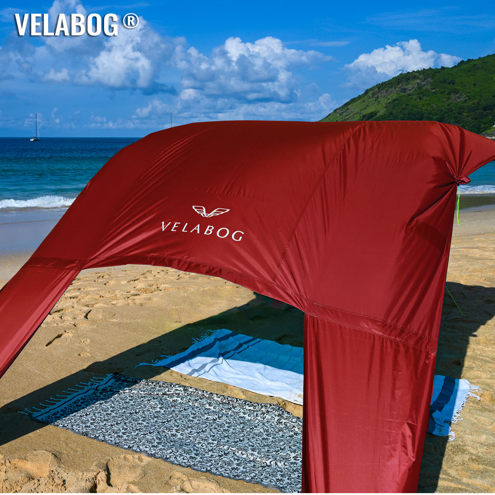 Voile d’ombrage tente plage Velabog Breeze, rouge.