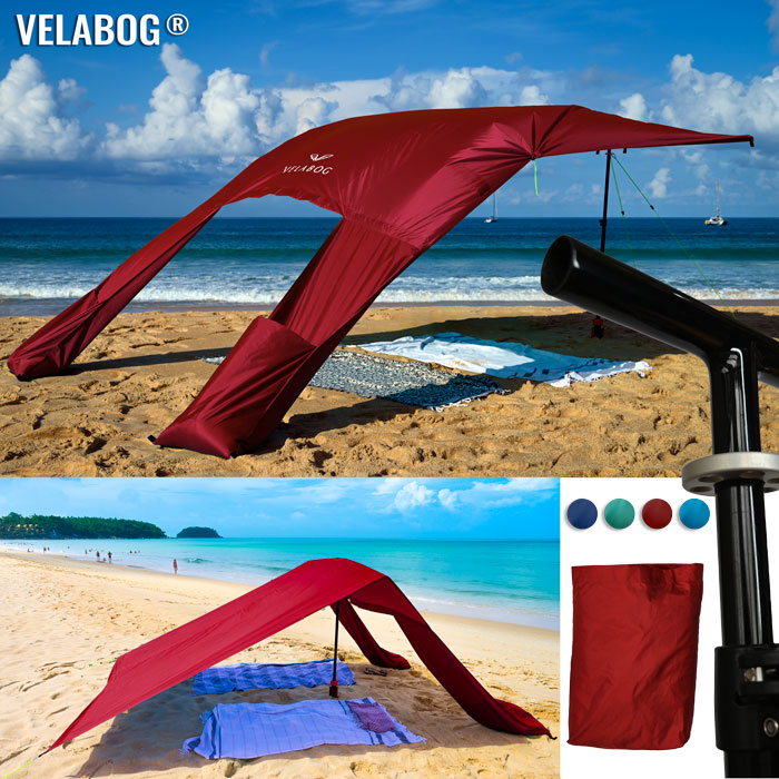 Kit de toldo playa Velabog Breeze GF. Fibra de vidrio, rojo.